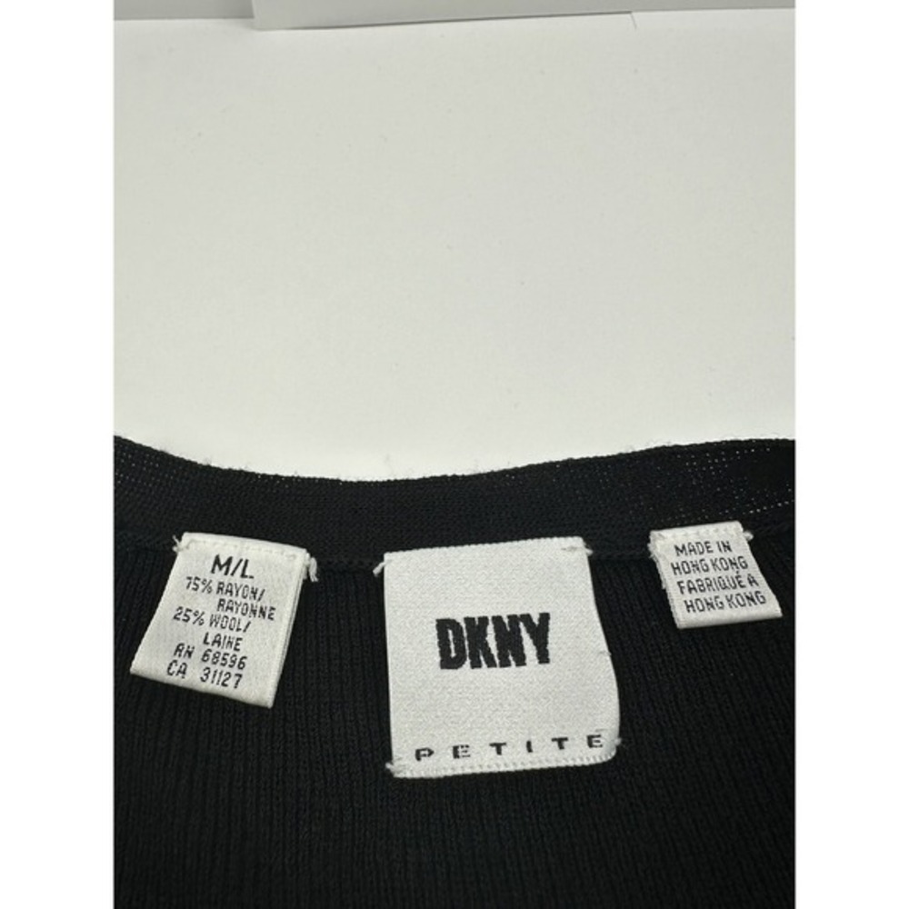 Vintage DKNY Long Cardigan Rayon And Wool Blend Black Size M/L Petite - Picture 2 of 6